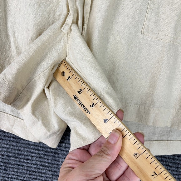 J.Crew Linen Blend Drawstring Pull-On Shorts Neutral Summer Beach Easy Fit Large - Picture 9 of 13